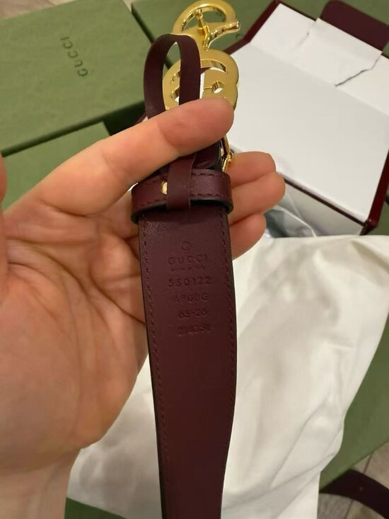 NWT Authentic Gucci Burgundy Double GG Horsebit Calfskin Belt
